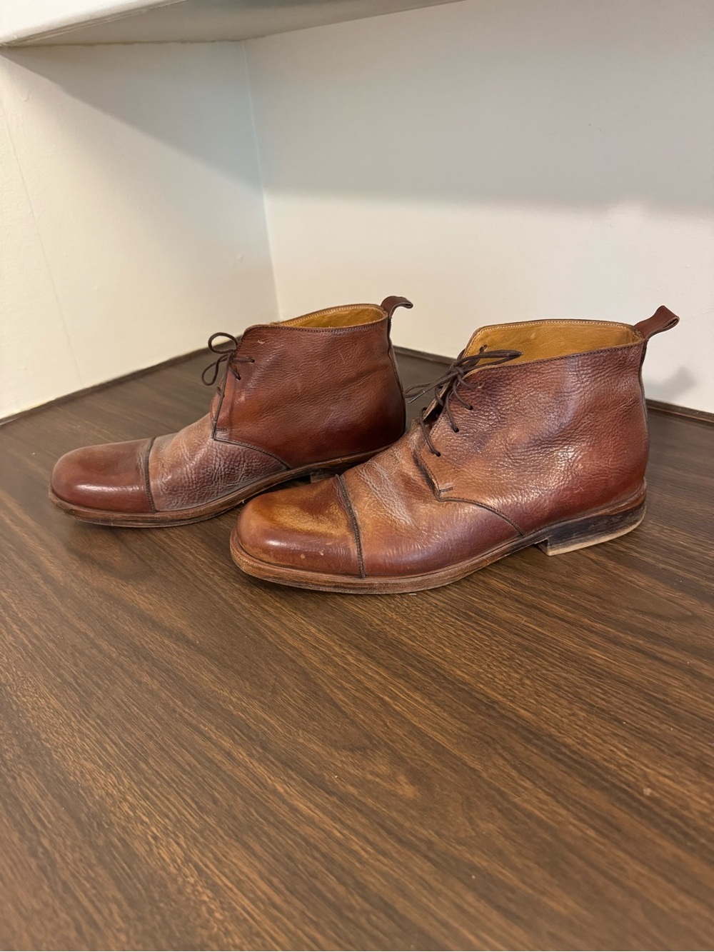 MOMA Men’s Handmade Italian Leather Cap Toe Chukka Boots Brown EU 43 US 10 Italy